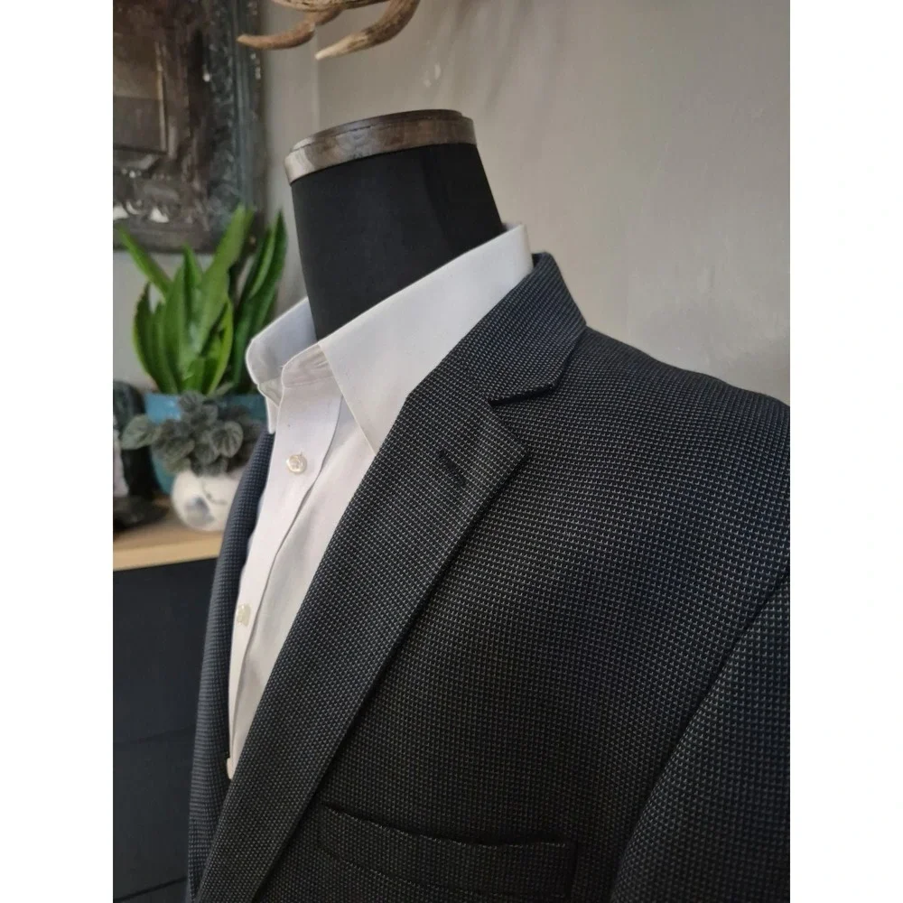 Tasso Elba Mens Sport Coat 46R Navy Blue 2 Button Single Breasted Blazer